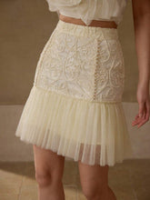MOTF PREMIUM CONTRAST MESH RUFFLE HEM SKIRT